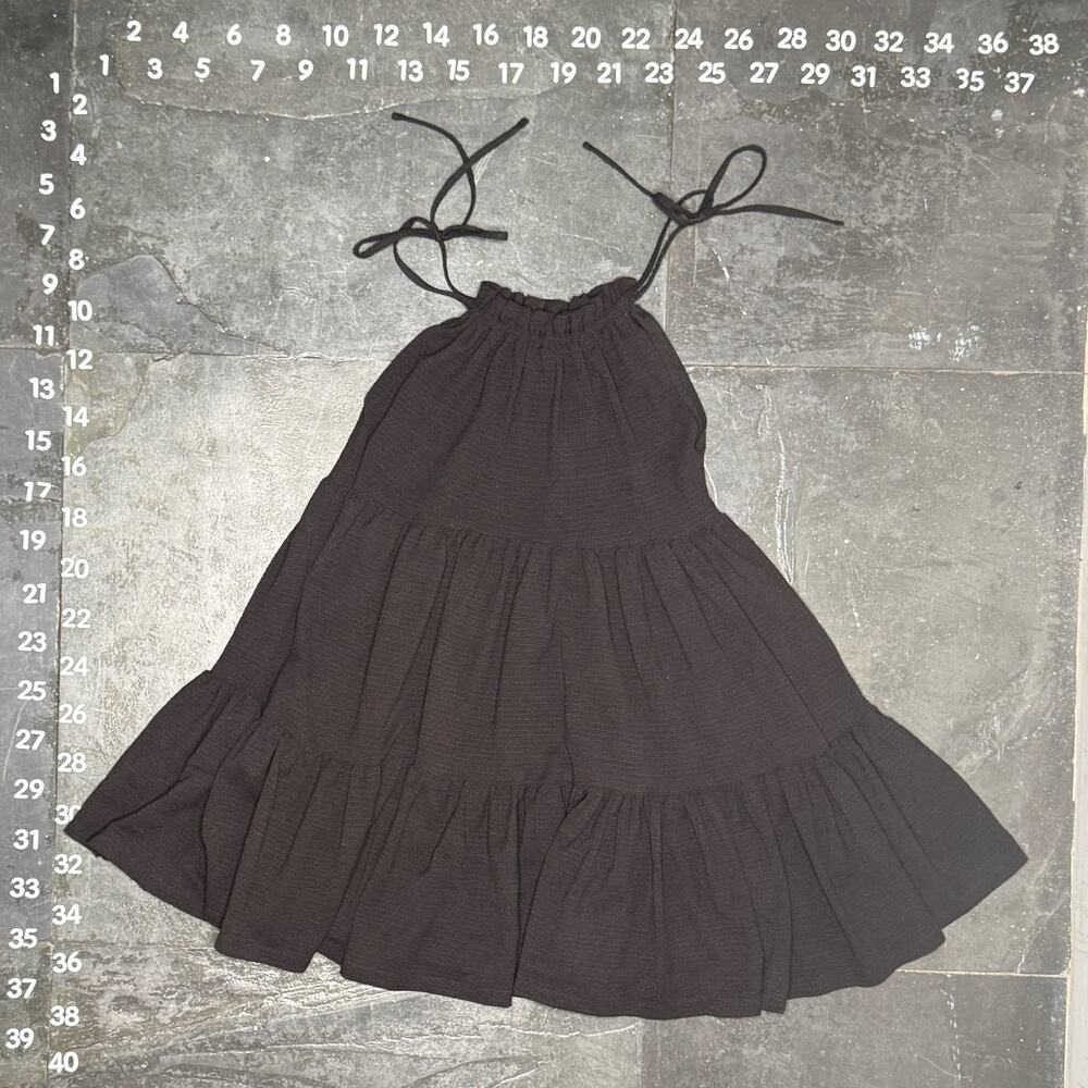 H&M Black Crinkled Tiered Halter Neck Mini Dress - Picture 2 of 3